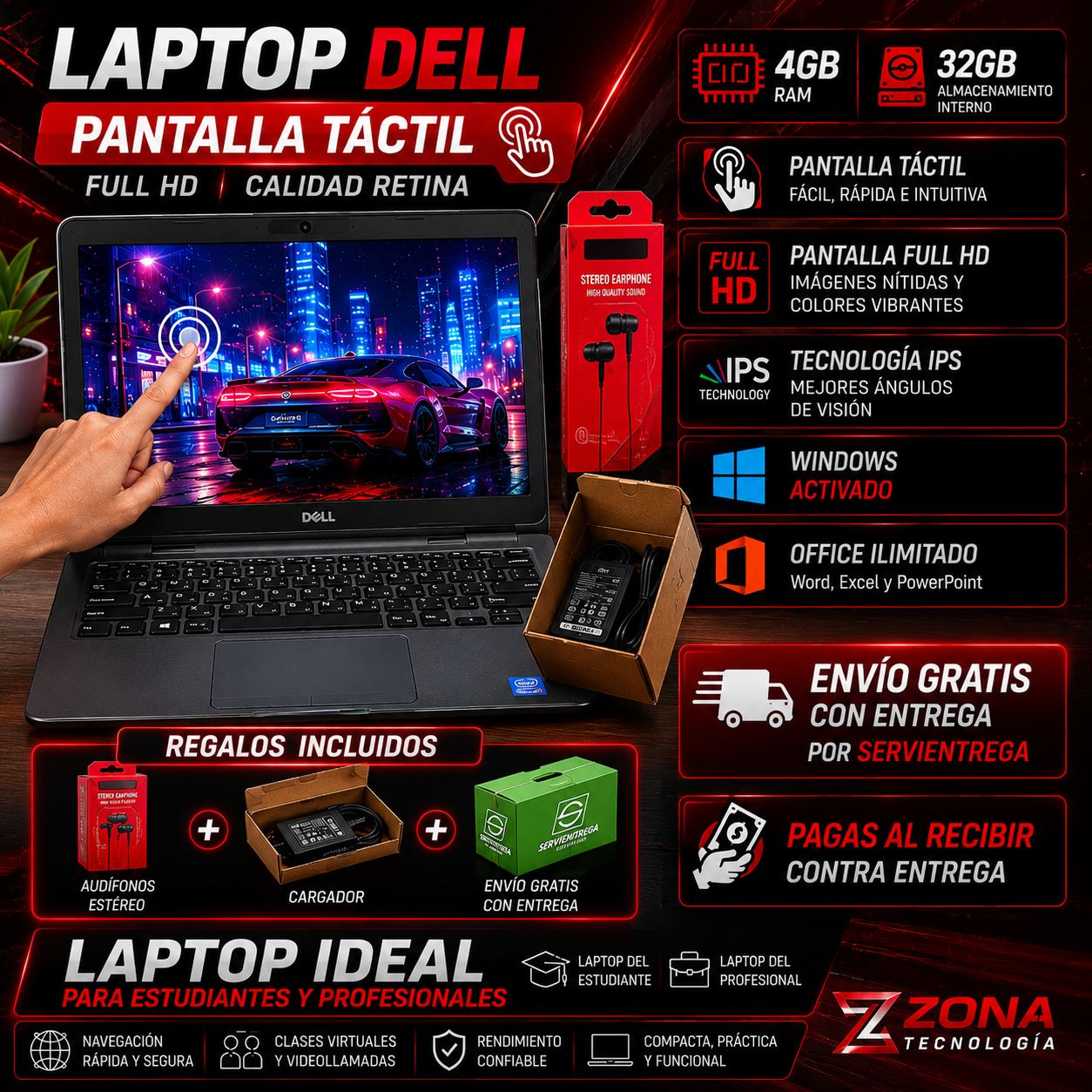 Laptop Dell tactil p22t
